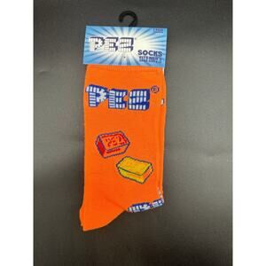 PEZ Candy Crew Socks Men’s 6-12 Orange Retro Candy Logo Novelty New